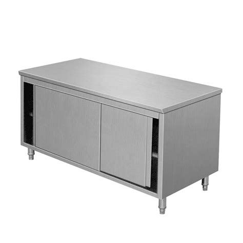 stainless steel commercial prep work table sliding door storage cabinet|stainless steel cooking tables.